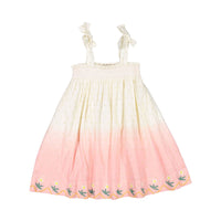 Bonjour Dip Dye Skirt Dress With Embroidery + Scarf - Ecru Gold Dot