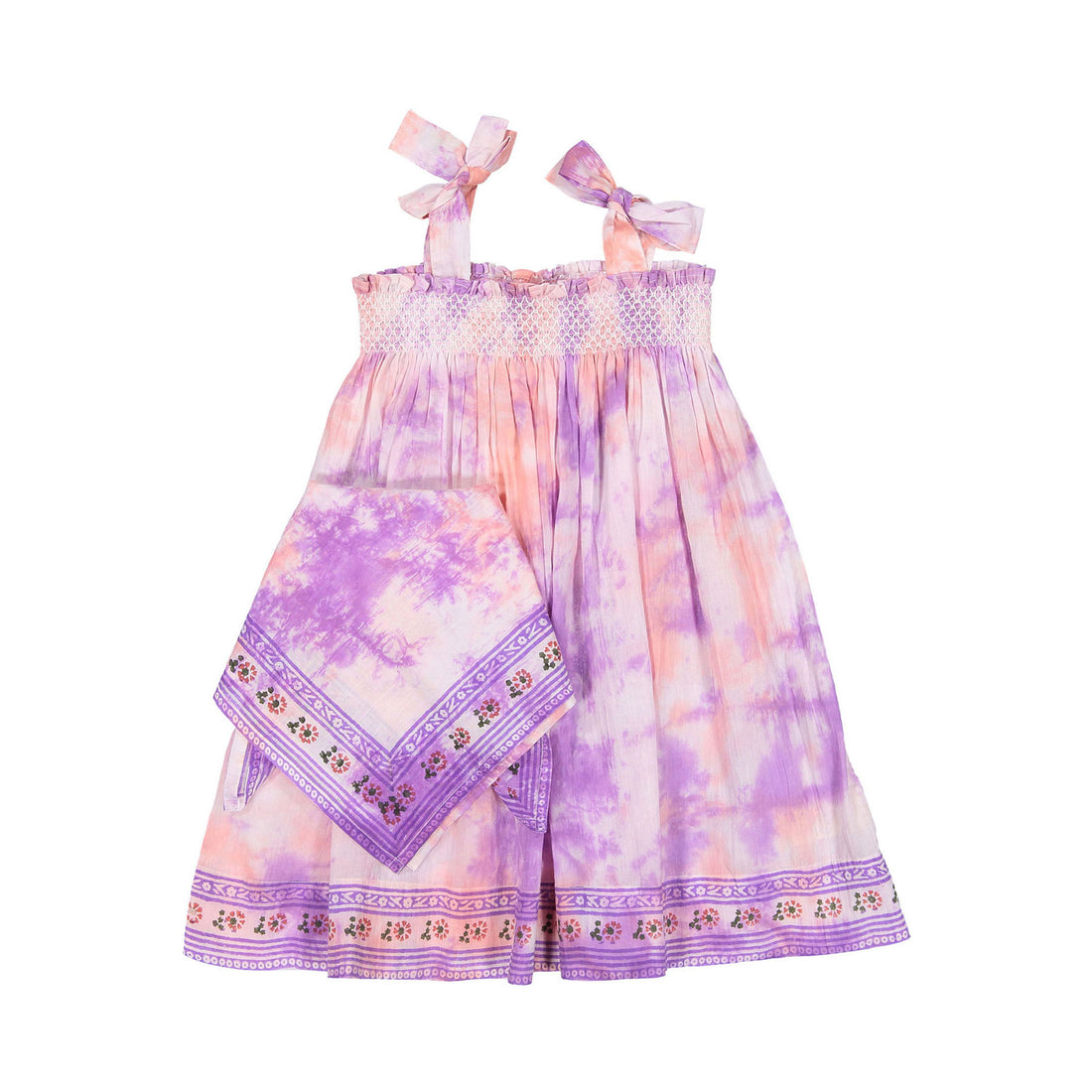 Bonjour Tie & Dye Skirt Dress With - Light Violet Tie & Dye Cotton Voile