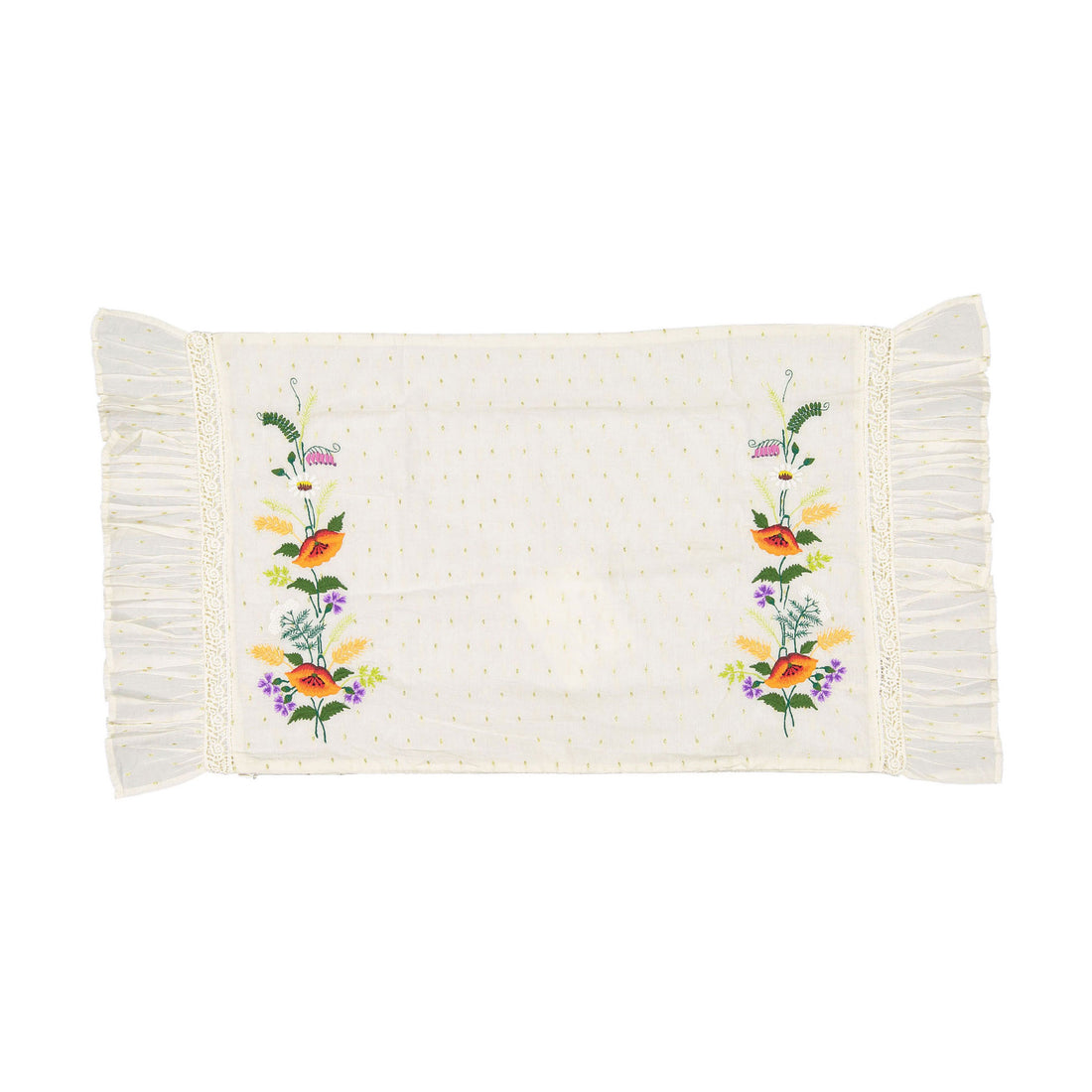 Bonjour Pillow Case With Lace And Embroidery 
