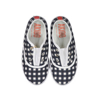 AKIDO Navy Gingham Carmel Slip Ons