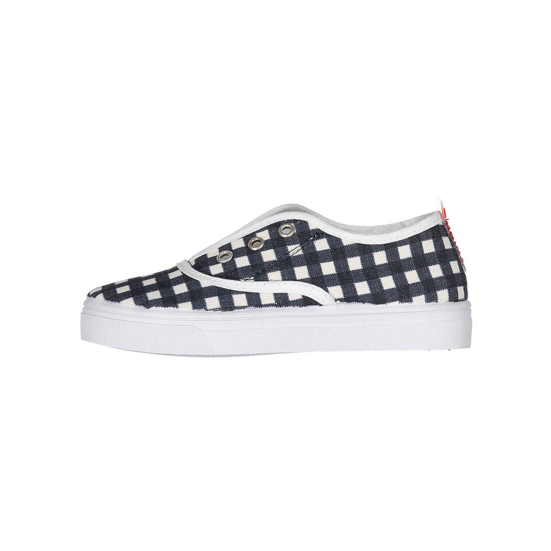 AKIDO Navy Gingham Carmel Slip Ons