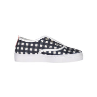 AKIDO Navy Gingham Carmel Slip Ons