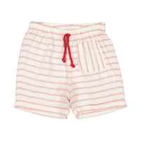 Fin and Vince Brick Red Ticking Stripe Pocket Shorts