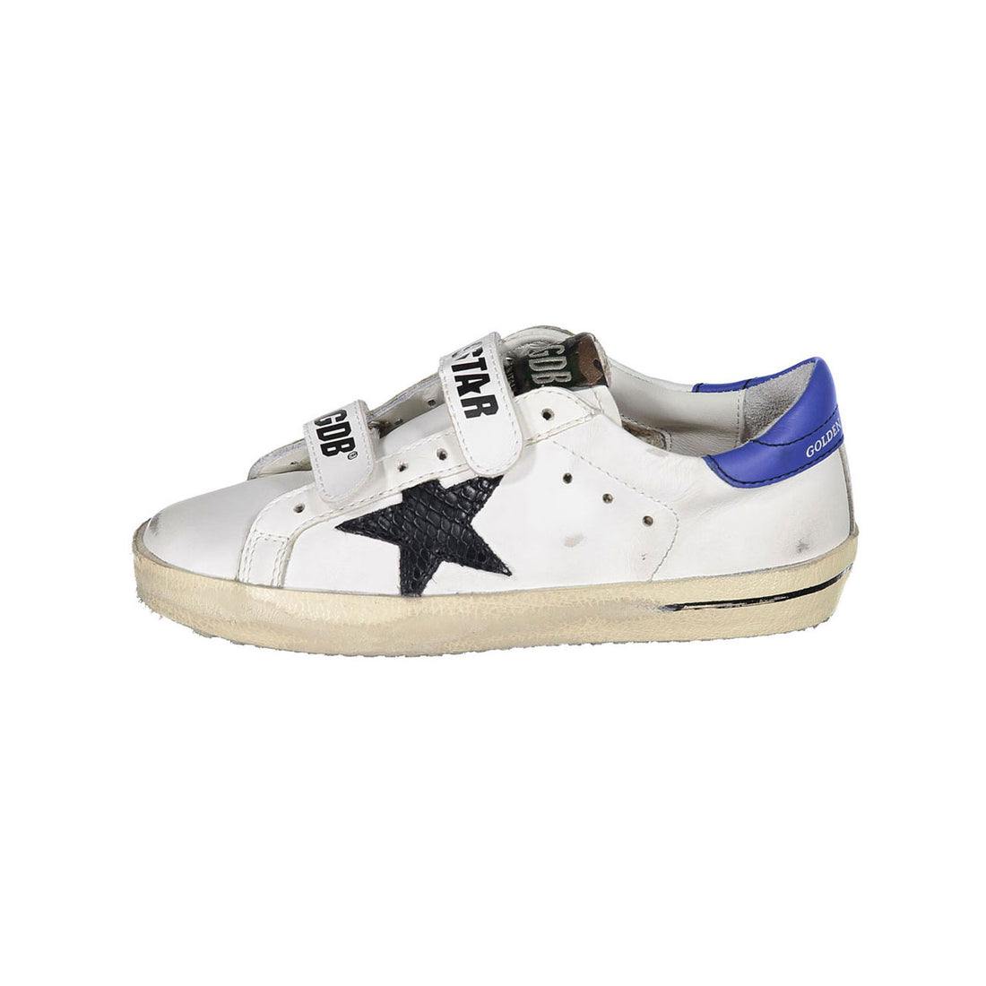 Golden Goose White/Black/Blue Old School Strap Sneakers