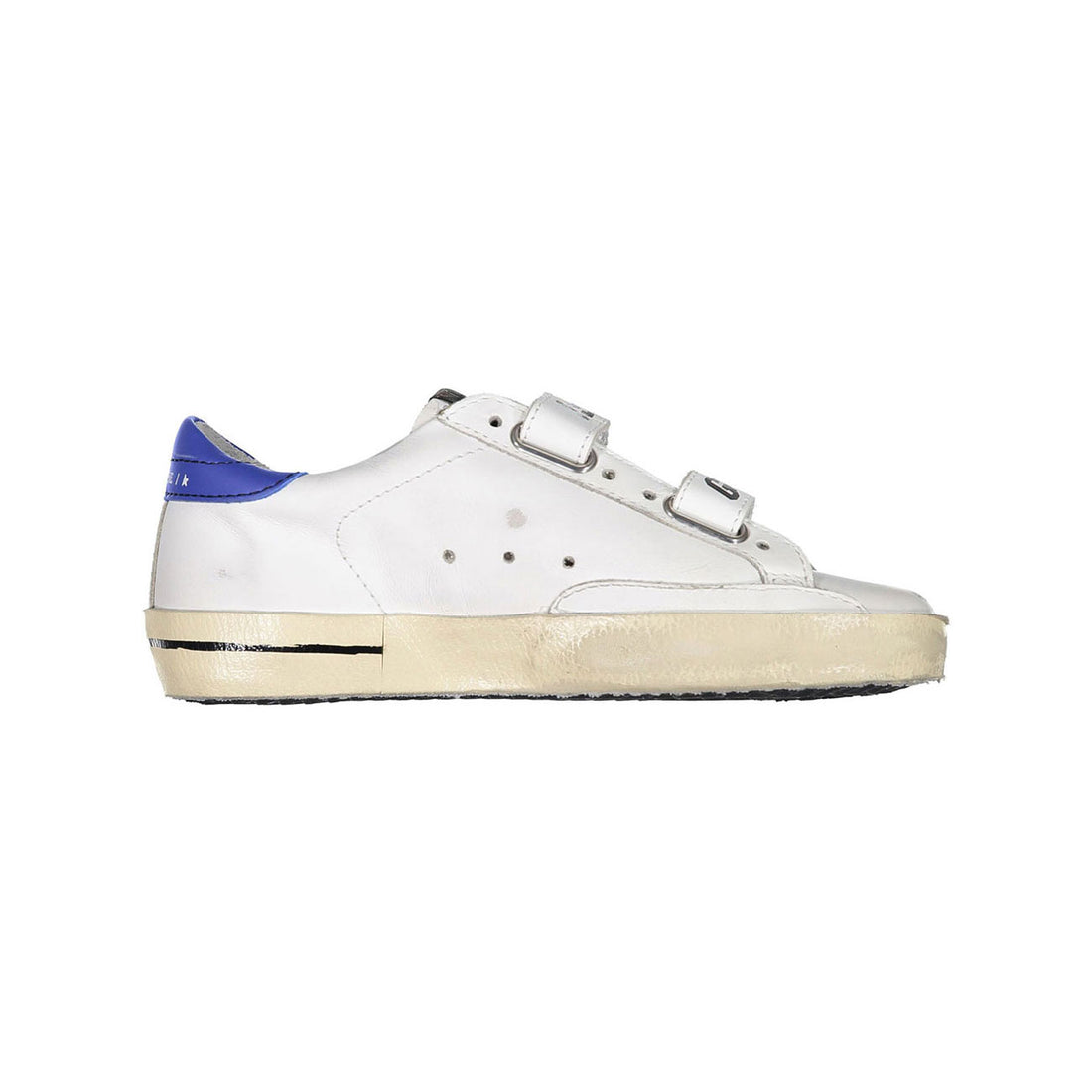 Golden Goose White/Black/Blue Old School Strap Sneakers