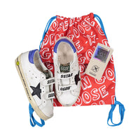 Golden Goose White/Black/Blue Old School Strap Sneakers