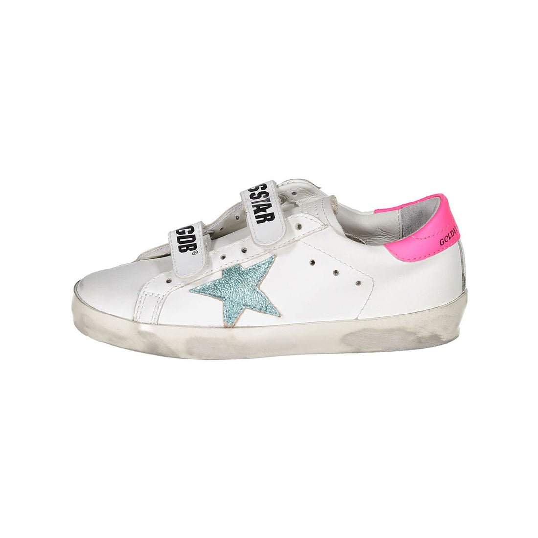 Golden Goose White/Mint/Fluo Fuxia Old School Srap Sneakers