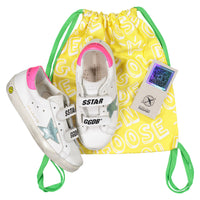 Golden Goose White/Mint/Fluo Fuxia Old School Srap Sneakers