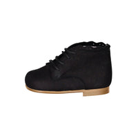 Papanatas Black Leather Scalloped Baby Bootie