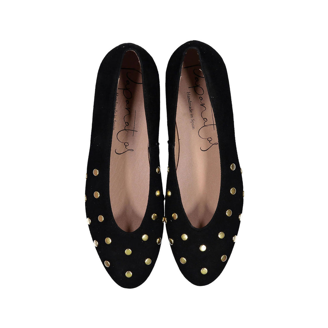 Papanatas Black Suede Rhinestone Ballet Flat