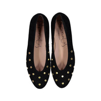 Papanatas Black Suede Rhinestone Ballet Flat