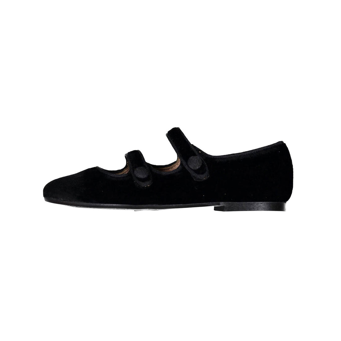 Papanatas Black Velvet Double Strap Flat