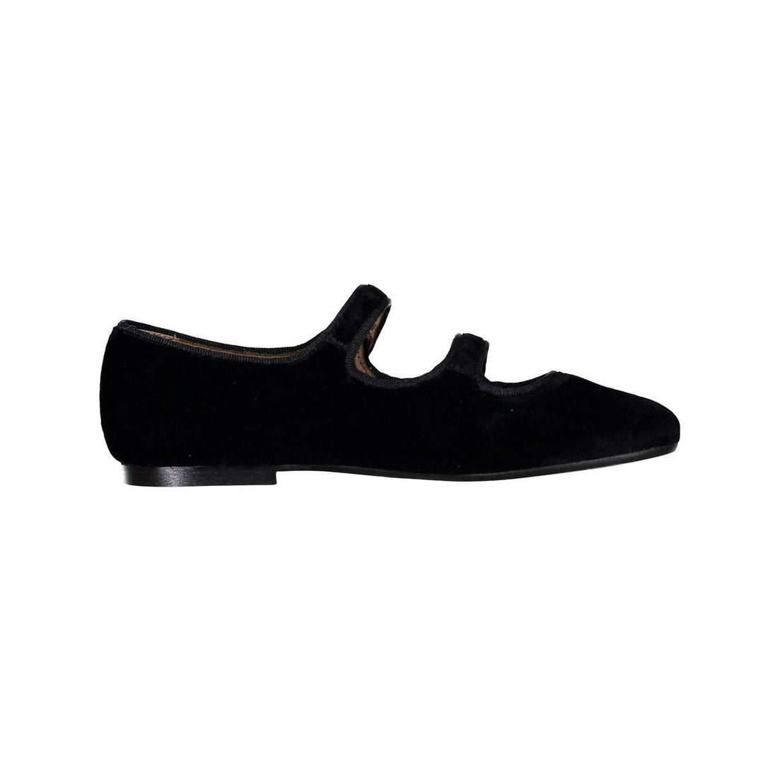 Papanatas Black Velvet Double Strap Flat