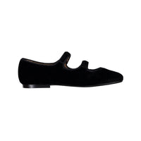 Papanatas Black Velvet Double Strap Flat