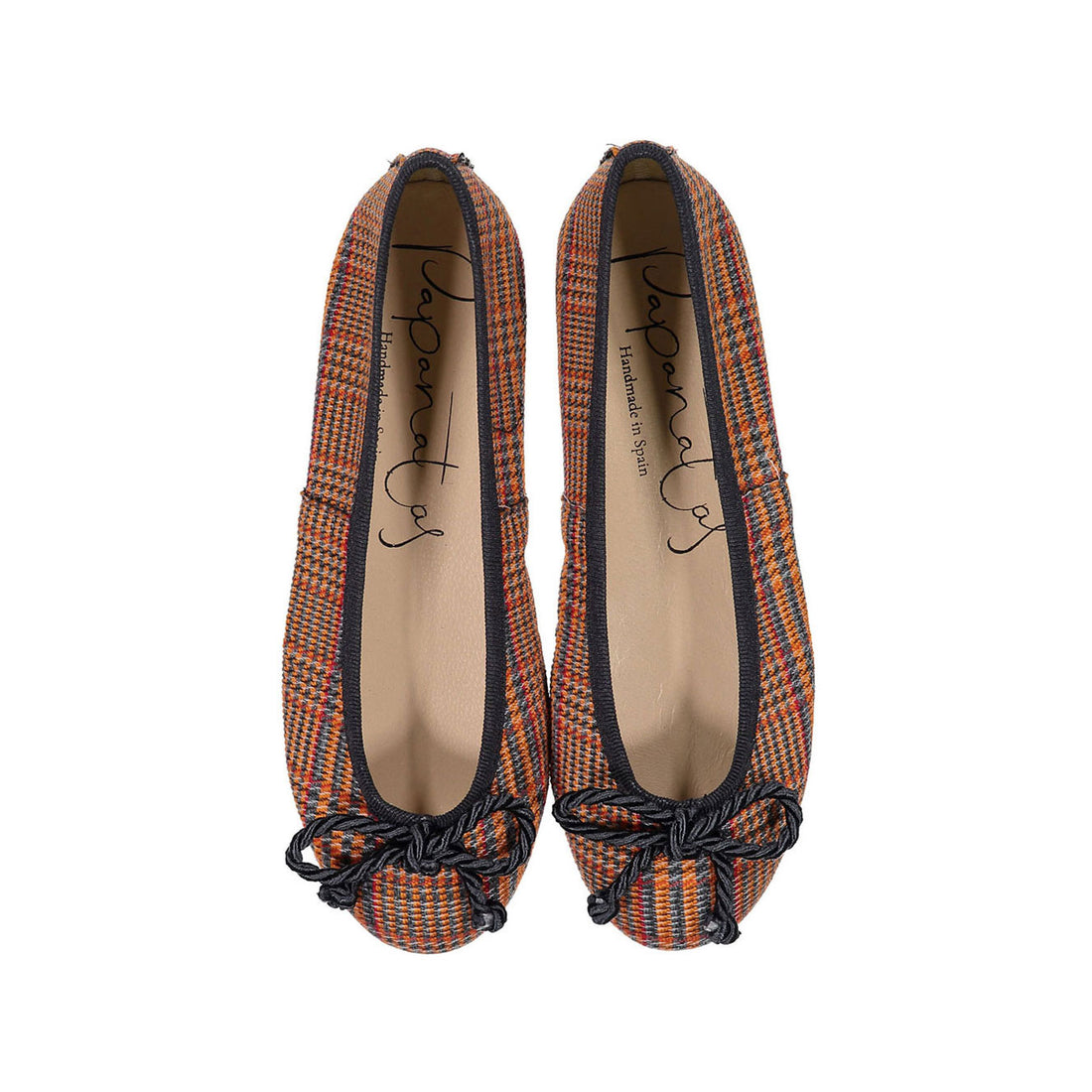 Papanatas Orange/Navy Plaid Ballet Flat