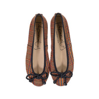 Papanatas Orange/Navy Plaid Ballet Flat