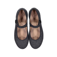 Papanatas Grey Wool Button Mary Jane