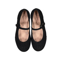 Papanatas Black Suede Wingtip Mary Janes
