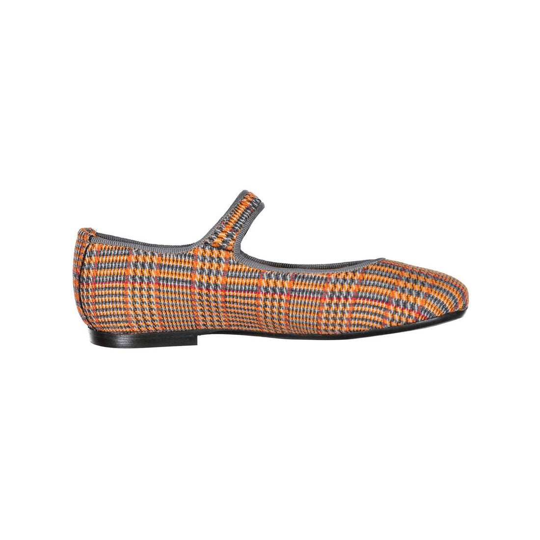 Papanatas Orange Plaid Button Mary Jane