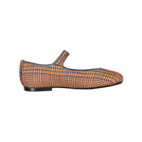 Papanatas Orange Plaid Button Mary Jane