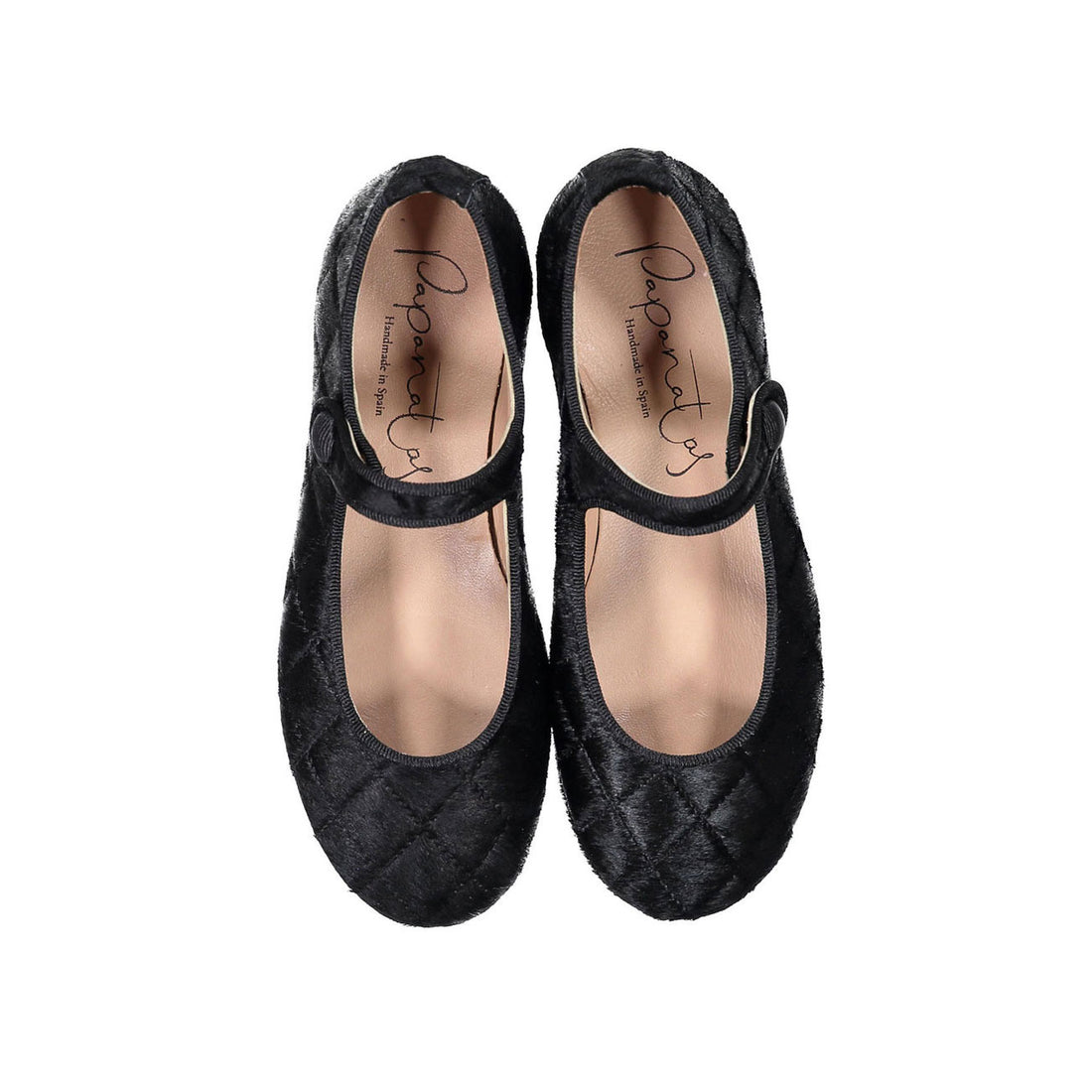 Papanatas Black Horsehair Quilted Button Mary Jane