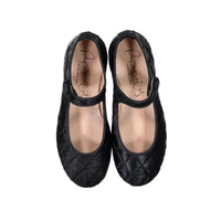 Papanatas Black Horsehair Quilted Button Mary Jane