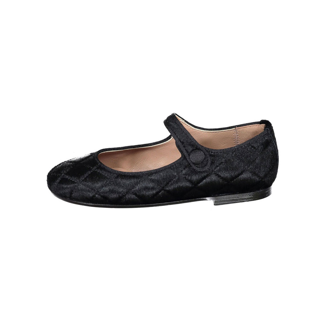 Papanatas Black Horsehair Quilted Button Mary Jane