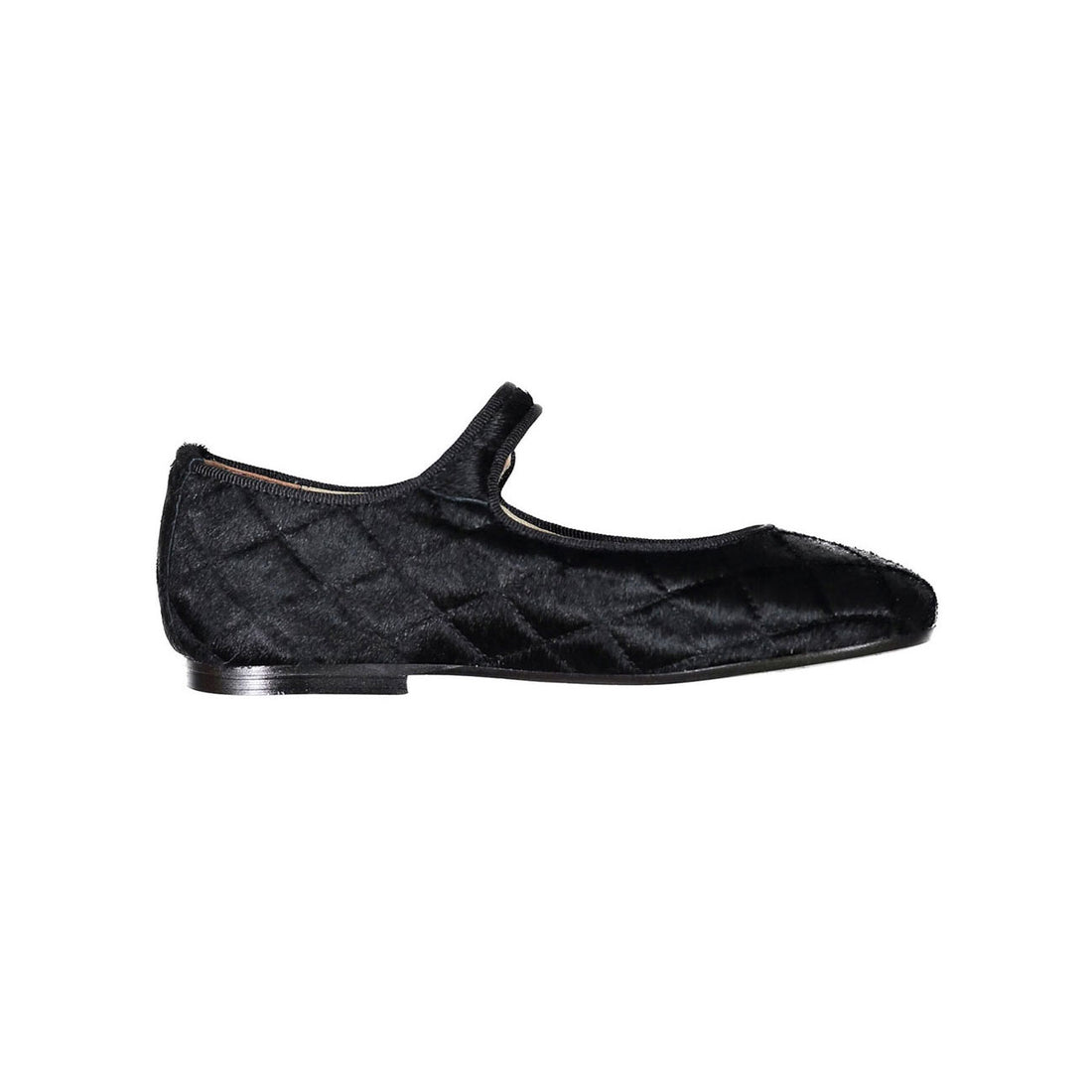 Papanatas Black Horsehair Quilted Button Mary Jane