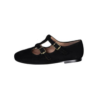 Papanatas Black Suede Double Strap T-strap