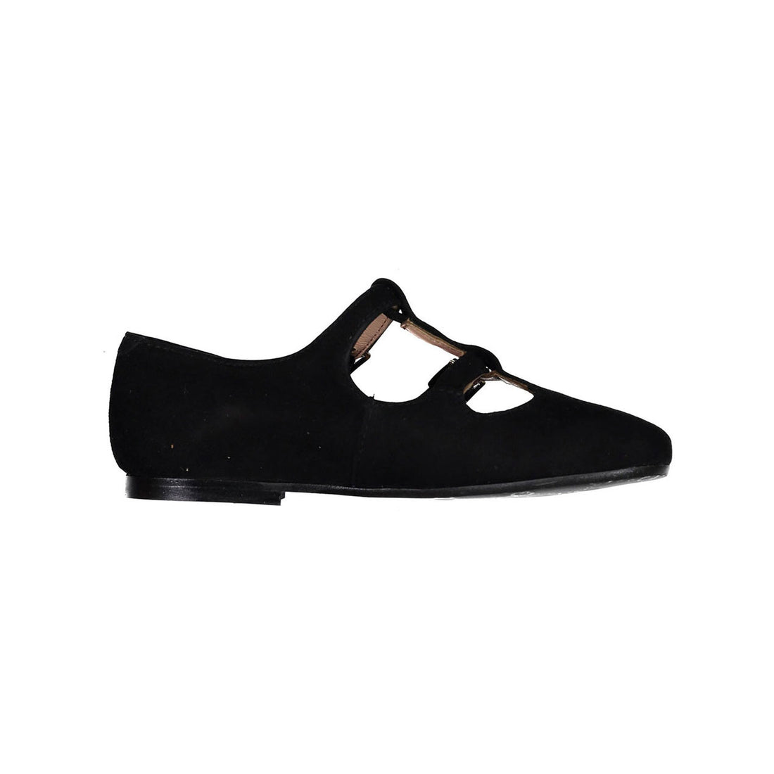 Papanatas Black Suede Double Strap T-strap