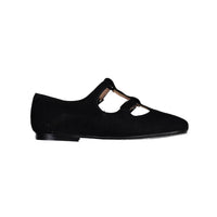 Papanatas Black Suede Double Strap T-strap