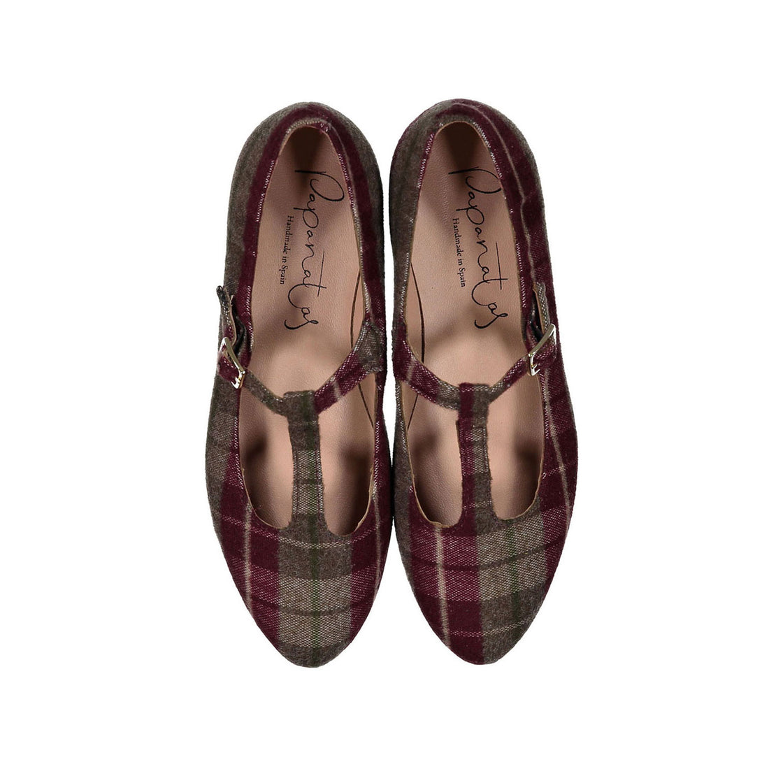 Papanatas Maroon Plaid T-strap