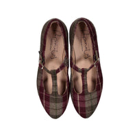 Papanatas Maroon Plaid T-strap