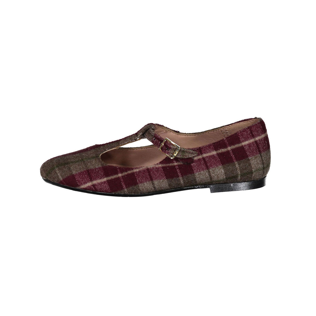 Papanatas Maroon Plaid T-strap