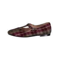 Papanatas Maroon Plaid T-strap