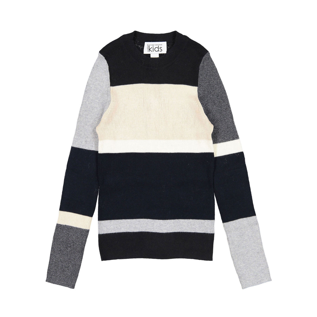 Autumn Cashmere Neutrals Ribbed Stripe  Crew Sweater