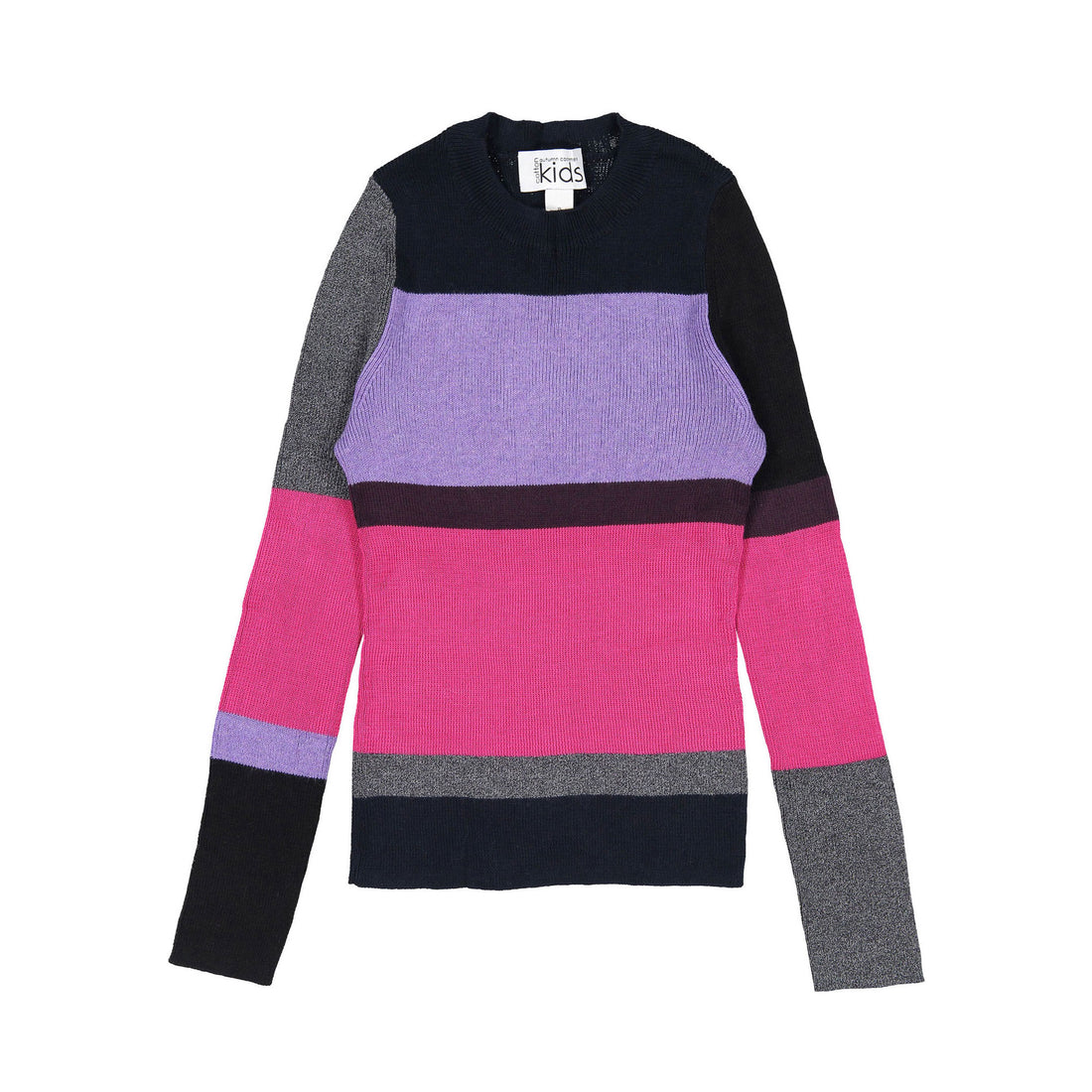 Autumn Cashmere Purples Ribbed Stripe  Crew Sweater