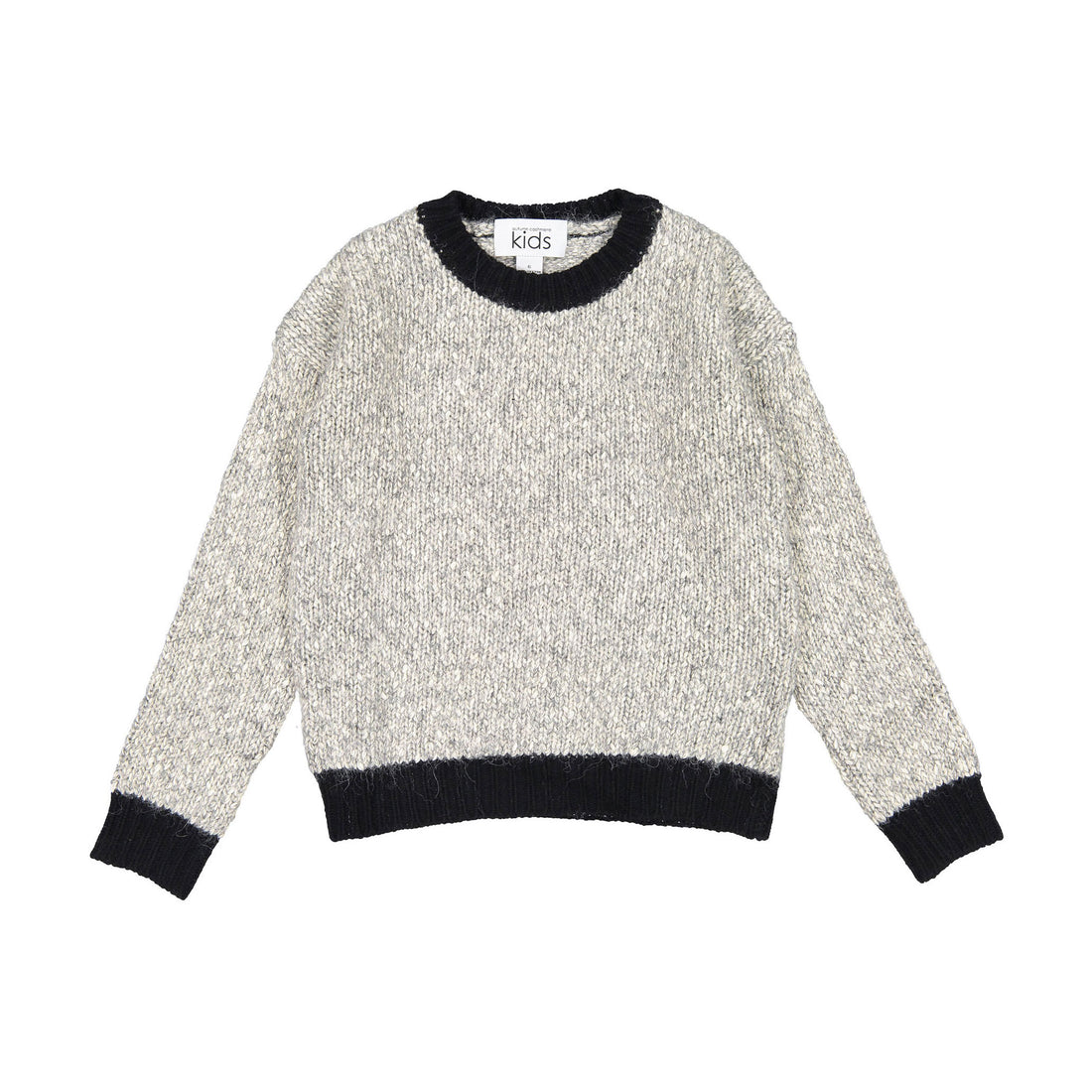 Autumn Cashmere Black Contrast Coton Tweed Pullover