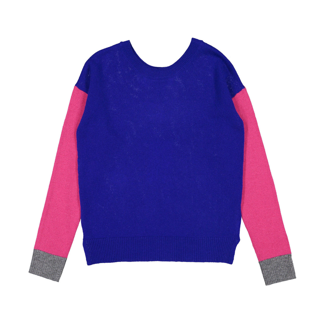 Autumn Cashmere Blue Streak/Flamingo Reversible Colorblock Crew Sweater