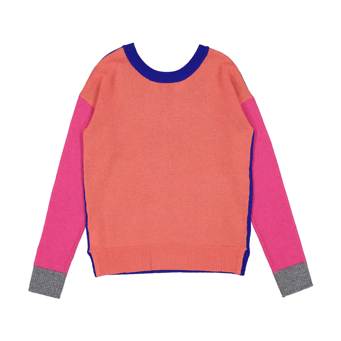 Autumn Cashmere Blue Streak/Flamingo Reversible Colorblock Crew Sweater