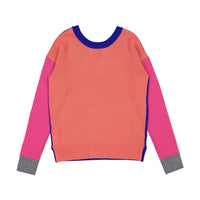 Autumn Cashmere Blue Streak/Flamingo Reversible Colorblock Crew Sweater