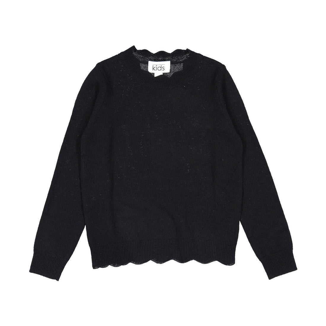 Autumn Cashmere Black Scallop Crew With Pointelle Sweater