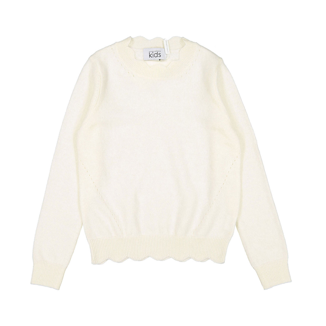 Autumn Cashmere Tofu Scallop Crew With Pointelle Sweater