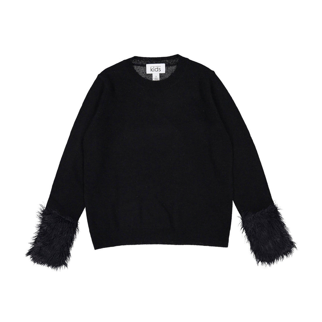 Autumn Cashmere Black Crew With Eyelash Cuff Sweater
