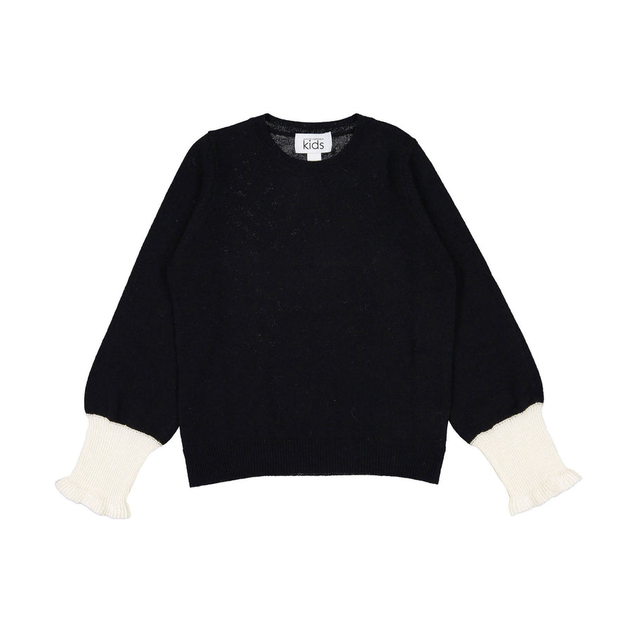 Autumn Cashmere Black/Tofu Balloon Sleeve With Contrast Cuff Sweater