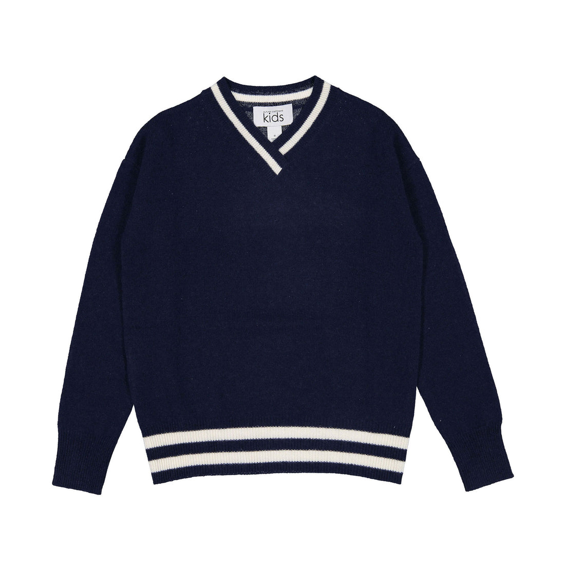 Autumn Cashmere Navy Varsity V Neck Sweater