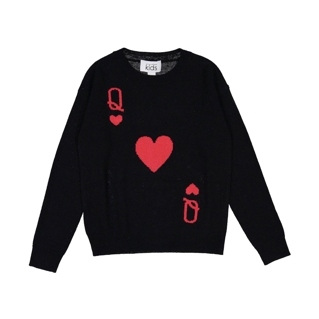 Autumn Cashmere Black/Tart Queen Of Hearts Jacquard Sweater