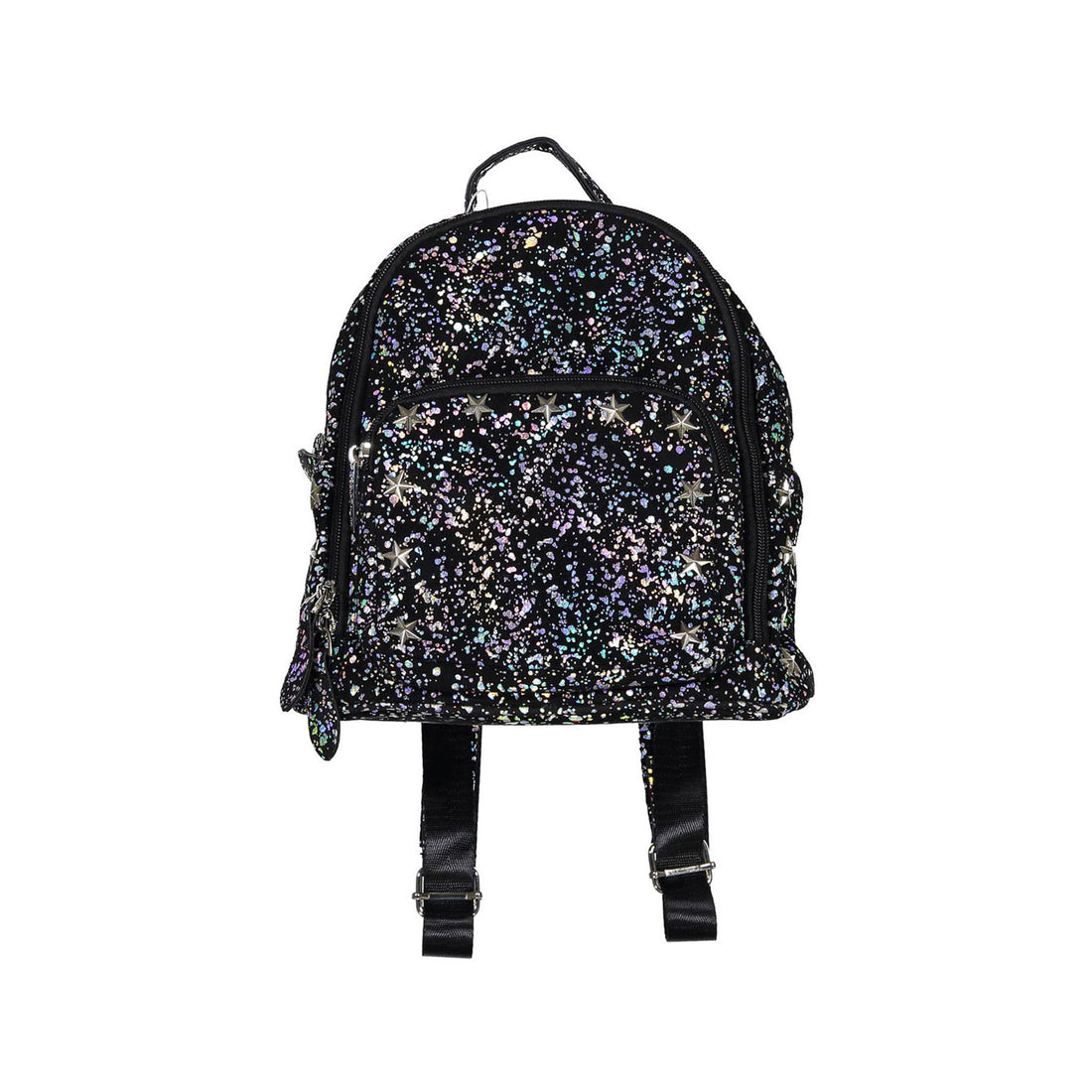 Bari Lynn Silver Star Studded Splatter Mini  Backpack