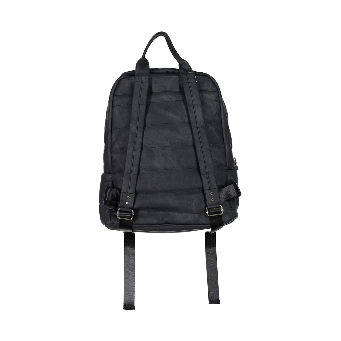 Bari Lynn Black Distressed Denim Backpack