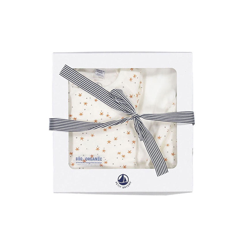 Petit Bateau Side Snap Footie With Hat And Blanket Set
